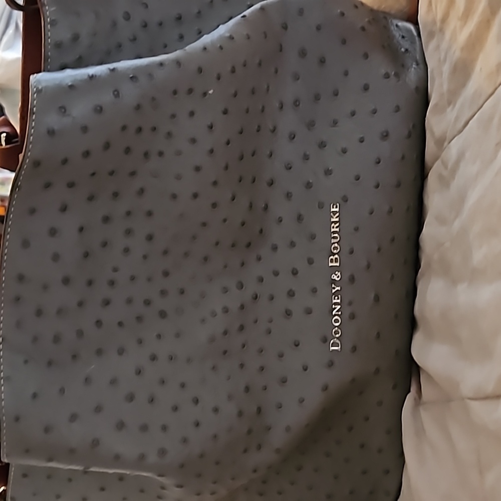 Dooney and Burke gray ostrich purse Barlow style